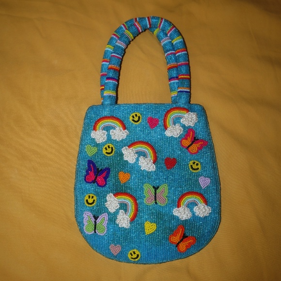Susan Alexandra Rainbow & Smiley's Handmade Beaded Hand Bag - Picture 1 of 2